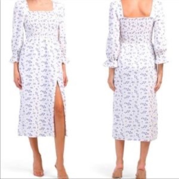 NWT House of Harlow 1960 Linen Blend Cottagecore Midi Dress L - Picture 12 of 12